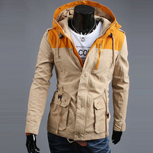 2015 new winter long section of men s casual luxury hooded jacket free shipping A06 5658