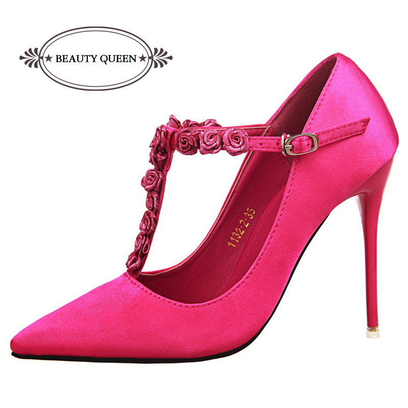 high heel satin shoes