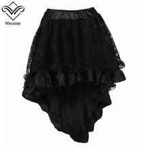 Lolita Tutu Saia Midi Skirt Black Lace Up Jupe High Low Skirt Tulle Skirts Falda Maxi Plus Size Women Clothing