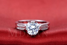 S925 luxury wedding ring simulate diamond jewelry round white gold filled bague engagement rings for women