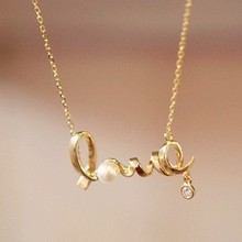 Cheap Korean fashion jewelry gently around a heart of love chic LOVE word necklace wholesale  free shipping