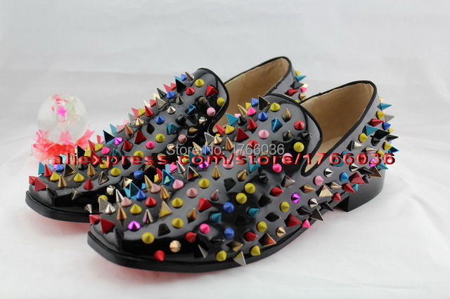 dandy pik pik Spikes Harvanana shoes patent leather Black Spiked ...