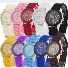 Free Shipping 2014 fashion casual Geneva Silicone quartz watch Ladies Jelly Sport wristwatch,Woman dress brand watches,13colors