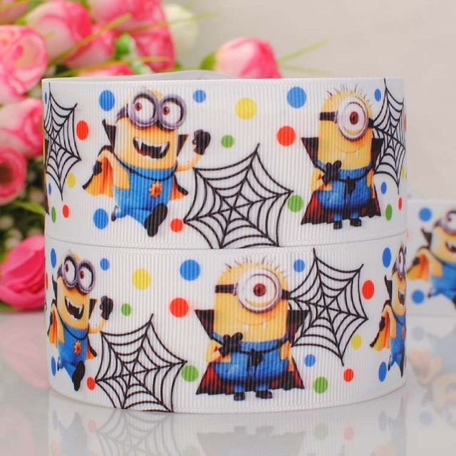 20Y 1-1/2"38mm new hot minions despicable me Halloween ribbon cartoon pattern Printed, grosgrain ribbon hairbow DIY gift 00275