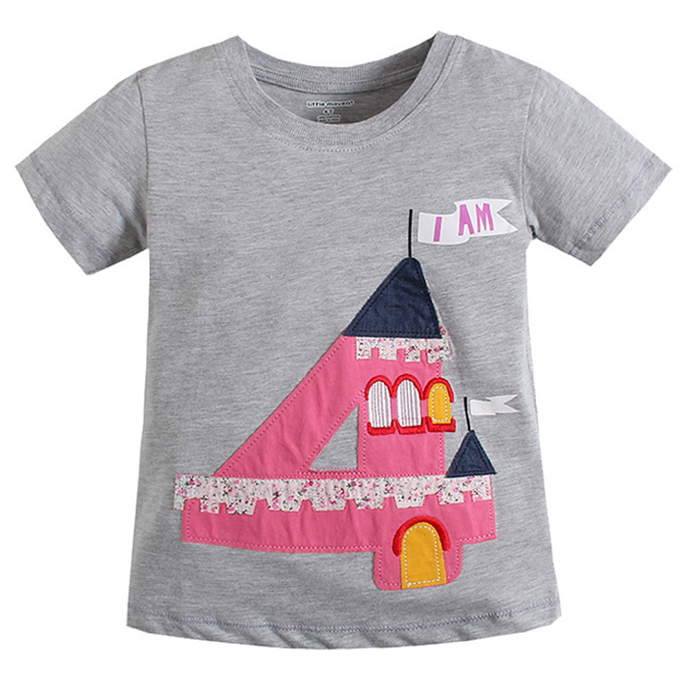 2016 New Summer Baby Girl Short Sleeve T shirts Cartoon NO 4 100 Cotton T shirt