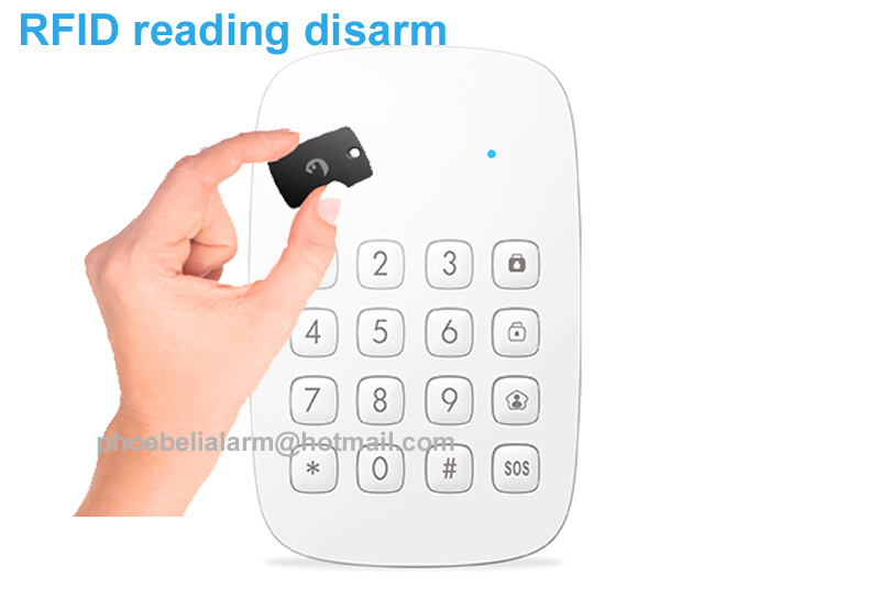 Wireless alarm system keypad for arm/disarm remotely