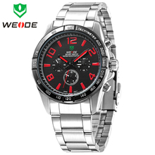 Nueva moda 2014 marca WEIDE Mens reloj análogo de cuarzo de pulsera de acero completo de moda militar impermeable natación buceo relojes deportivos