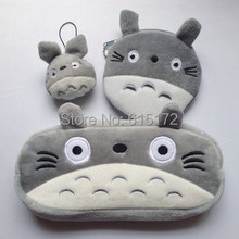 1 Set = 3 item together Kawaii Cute Birthday Gift Plush My Neighbor Totoro Pencil Case Novelty Pen Bag Animal Cartoon pencilcase