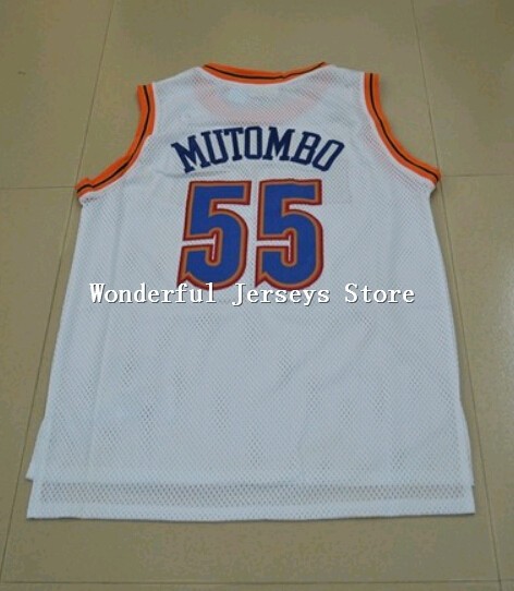 Denver #55 Dikembe Mutombo Jersey Rev 30 Throwback Basketball Jersey Stitched Logo Embroidery Cheap Authentic Sport Jersey White