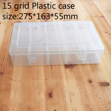 15grid Plastic Case Electronic Element Box size 275*163*55mm tool box jewelry case 15 cells transparent plastics guitar paddle