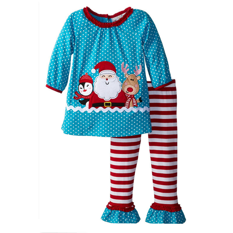Children Winter Christmas Santa Claus Two piece Set Tree Long Sleeve set Baby Girl Clothing Cosplay Costume Kids Party Clothing