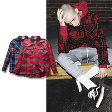 fear of god casual streetwear raw cut Scottish grid plaid back zipper long sleeve flannel shirt justin bieber tartan shirt