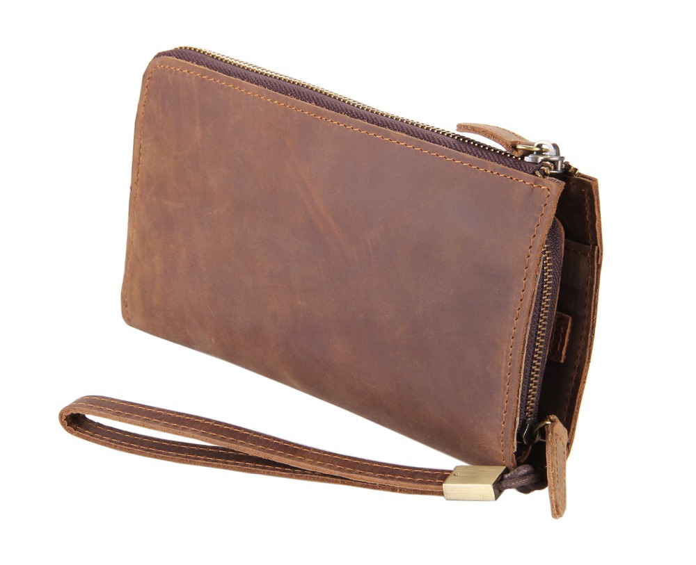 2015 fashion Vintage brand mens leather wrist bag men wallet day clutches genuine leather man ...