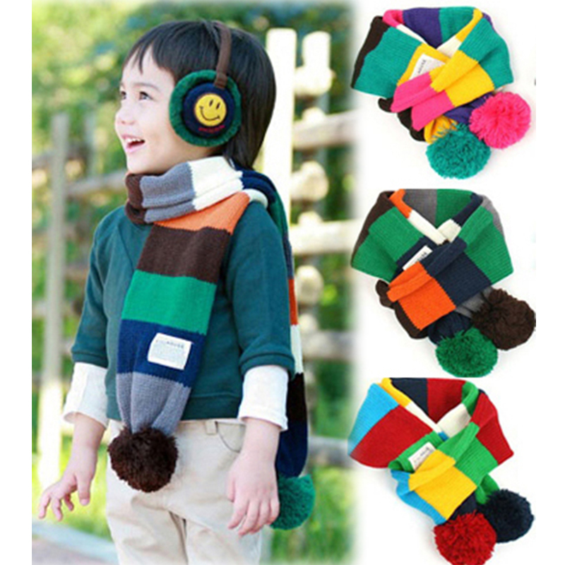 New 2015 Colors Stitching Knit Woolen Baby Scarf K...
