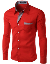 2015 New Dress Fashion Quality Long Sleeve Shirt Men Korean Slim Design Formal Casual Male Dress