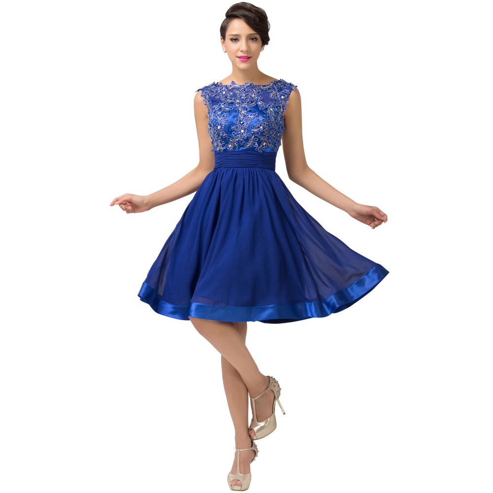 Fast Delivery New Grace Karin Short Evening Dress Blue Chiffon and ...