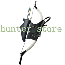 1 archery arrow quiver + 1 bow bag case durable black composite leather for adult archery hunting sling shot