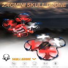 2016 Hot Sale 2.4G 4CH Headless Mini Drone RTF Nano Drone Mini Quadcopter Skull RC Drones VS Cheerson CX-10 CX-10A FQ777