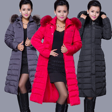 Winter Women Fashion Long Thick Warm Down Cotton Jacket Women Plus Size High Quality Fur Collar Slim Coat Women Overcoat Parka