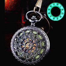New Luminous Mechanical Pocket Watch Steampunk Vintage Hollow Cover Analog Skeleton Hand Winding Mechanical Pocket Watch for Men