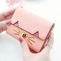 Japan And Korean Style Fashion Tri fold Wallet Women Designer Lovely Paillette Cat Pattern Practical Short