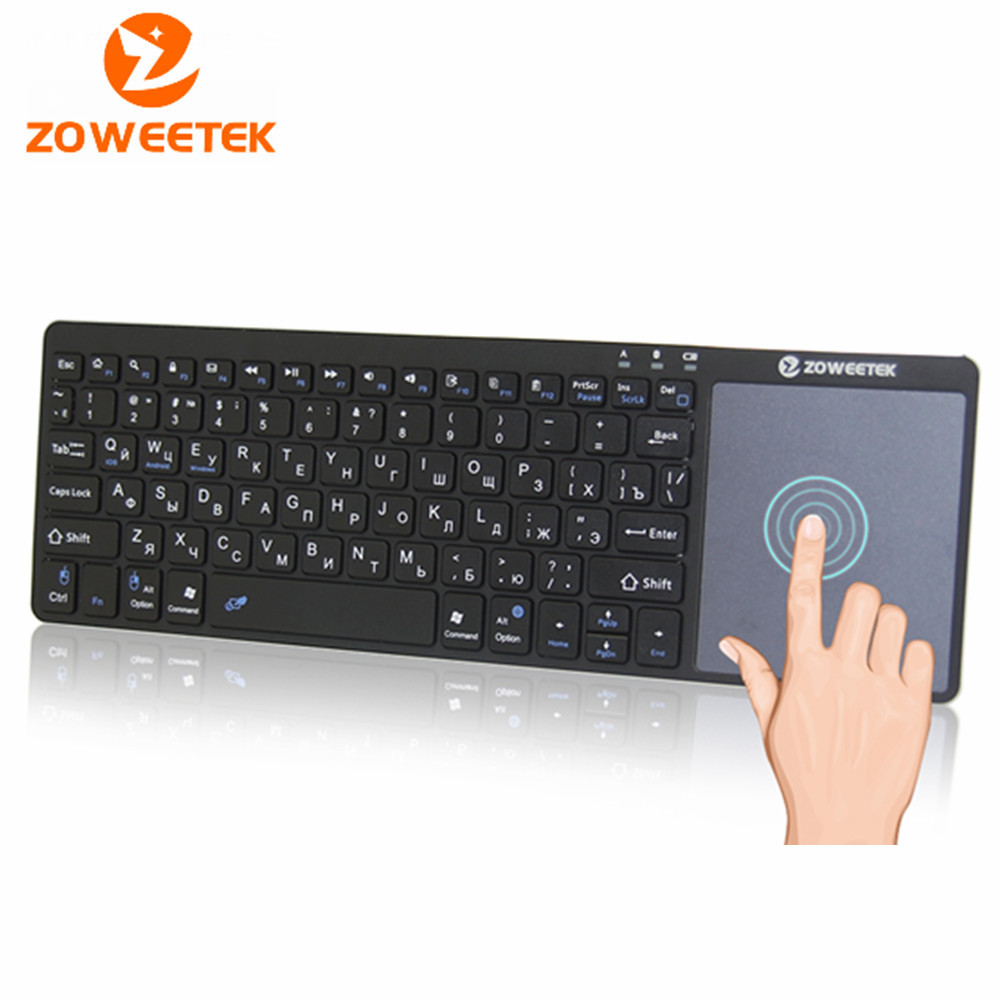 Zoweetek K12BT-1 Newest Ultra-slim Wireless Russian Keyboard Bluetooth 3.0 Keyboard For Android TV BOX MAC OS System ArabicIPTV