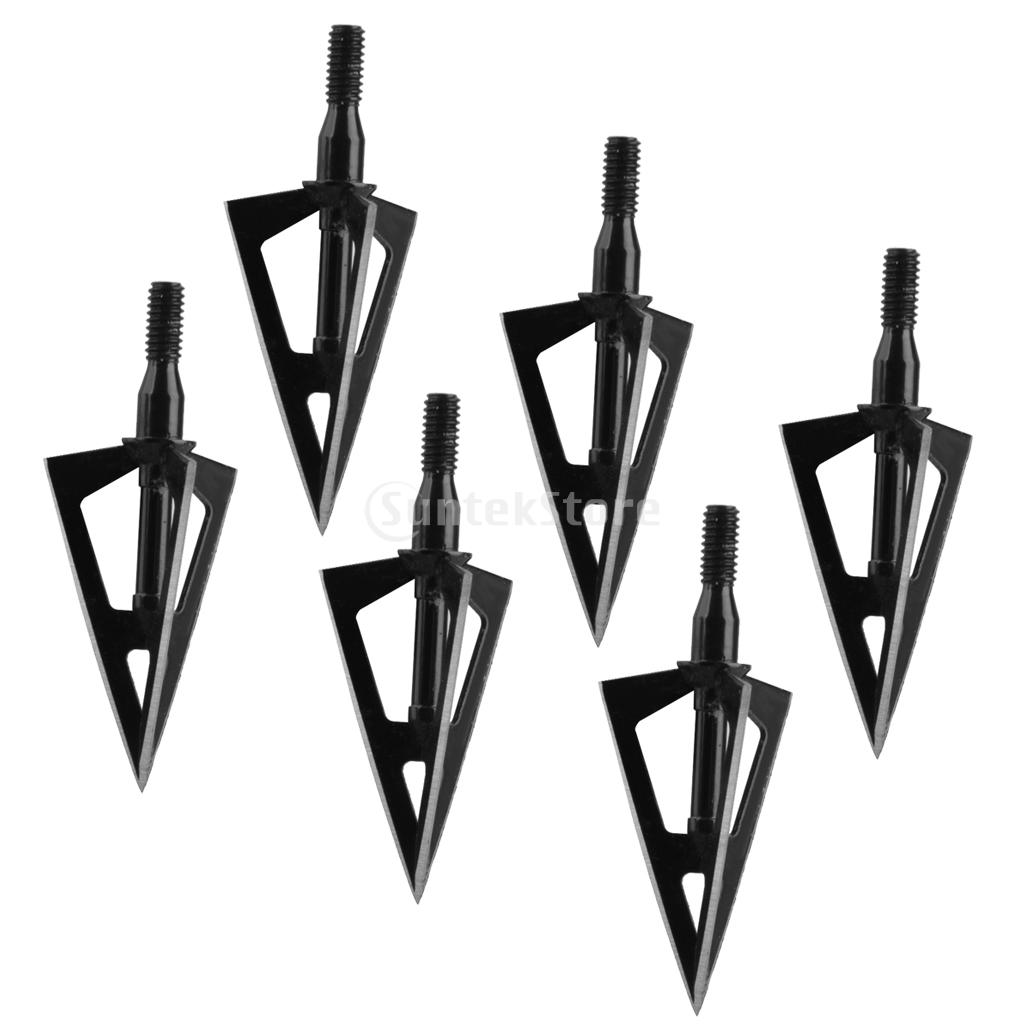 SUNTEK 6Pcs Black Hunting Arrow Broadheads 100gr Fits Crossbow and Compound Free Shipping
