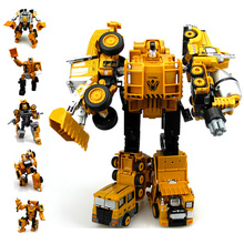 5 in 1 Metal Alloy Engineering Vehicle Hercules Boys Diecast cars Deformation Transformation Truck Robots Toys Children gift