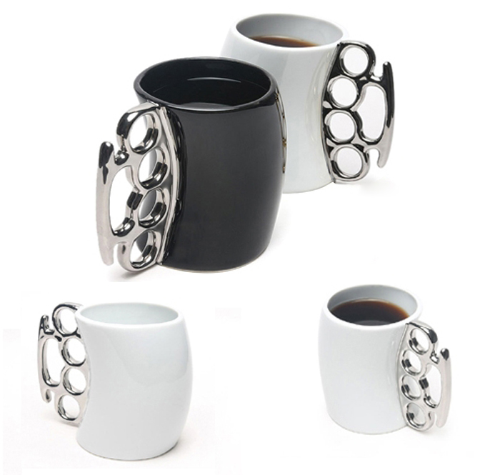 Fisticup Brass Knuckle Duster Handle Coffee Milk Ceramic Mug Cup Fist Cup Gift ES88