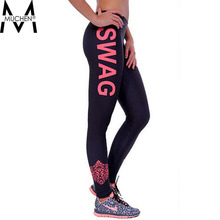 MUCHEN 7 Styles 2015 Women Sports Leggings Side Letters Pants Force Exercise Elastic Fitness Running Trousers
