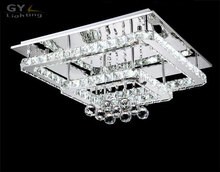 AC100-240V 36W/44W/52W Square Crystal Modern LED Ceiling Lights lustres de lamparas de techo two layers 2015 New Lustre
