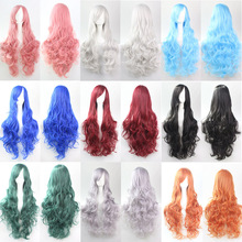 Подарки hairnet волны ролл волосы девушка женщина парики косы аниме косплей длинные волосы 18 цвета красный блондинка белый розовый синий черный парик