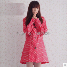Fashion burberry_Womens Long Raincoats Red White Dots Poncho Waterproof Trench Woman Rain Coats Girls Clothes Motorcycle