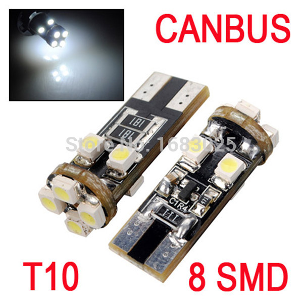 T10 W5W 194 168 8 LED 3528 SMD CANBUS NO Error Pure White Car Auto Side Wedge Light Interior Instrument Bulb Lamp DC12V
