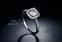 Square Shape 2015 Wedding Rings For Women Sterling Silver Big Imitation Diamond Fashion Jewelry Wholesale Size