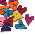 New 2x100PCs Wood Sewing Buttons Scrapbooking Heart Love 2 Holes Mixed 7 8 x 5 8