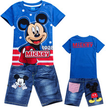 Retail Teenage Mutant Ninja Turtles Summer Clothing Set Boys Jeans T Shirt Children Mickey Kids Clothes Shorts Baby Pants Denim