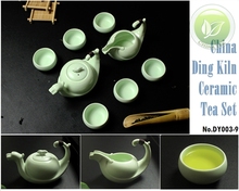 9pcs Rare Chinese Song Ding Yao Porcelain Teaset China Ding Kiln Sky Cyan Teapot Justice Cup