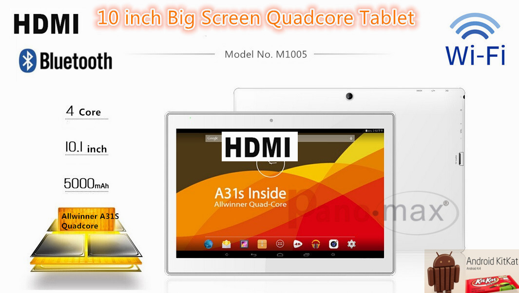 10 1 inch Quadcore IPS tablet with Allwinner A31S 1280 800 pixels support Wifi bluetooth HDMI
