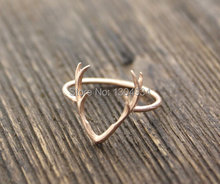 1pc 2015 New Fashion Antler Cute Animal Rings for Women in Gold Silver Rose Gold Statement