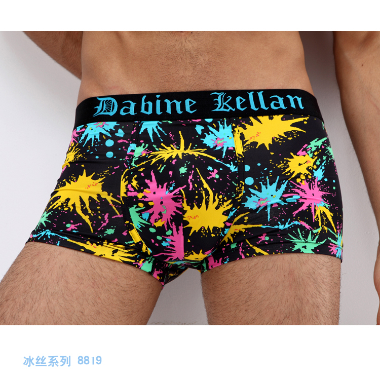 hot sell ice silk brand boxer male trunk commercial high quality print male panties underwear sexy