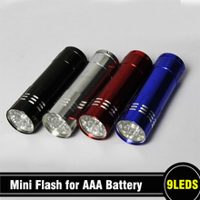 9 LED Mini Flash Ultra Bright light Torch Black