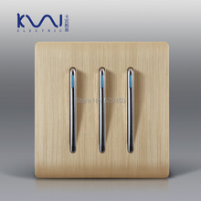 Free Shipping, Kempinski Wall Switch, 3 Gang 1 Way Light Switch, Champagne Gold Color, Special Texture, C30 sereis, 110~250V