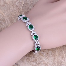 Silky Inexperienced Emerald White Topaz 925 Sterling Silver Overlay Hyperlink Chain Bracelet 7 inch Free Transport & Jewellery Bag S0401