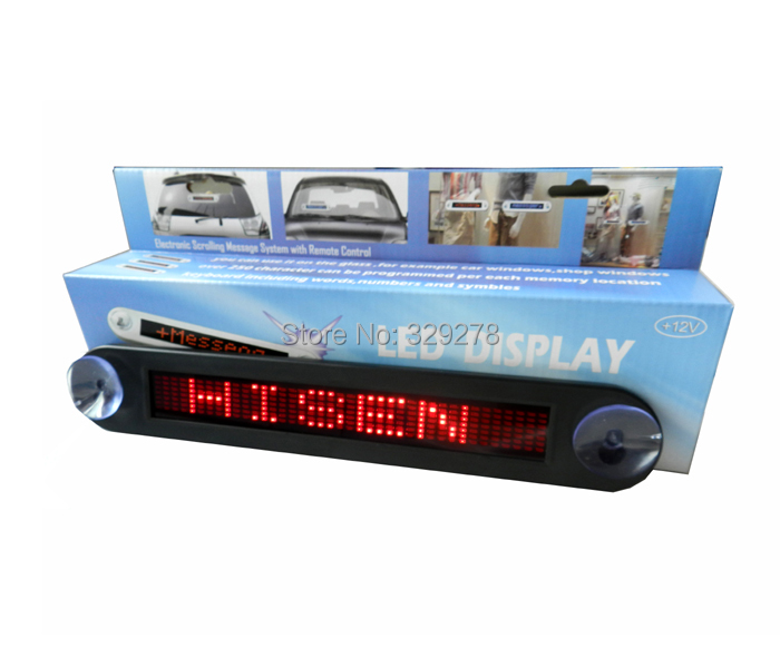 Free shipping 12V 1pcs/lot Digit Car monitor moving message sign Russian English  remote control 7*40pixel Red 254 *76.2*20mm