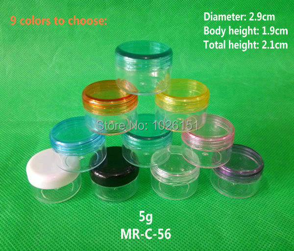 Free Ship Color 100Pcs 5g Cosmetic Empty Jar Pot Eyeshadow Makeup Face Cream Lip Balm Container