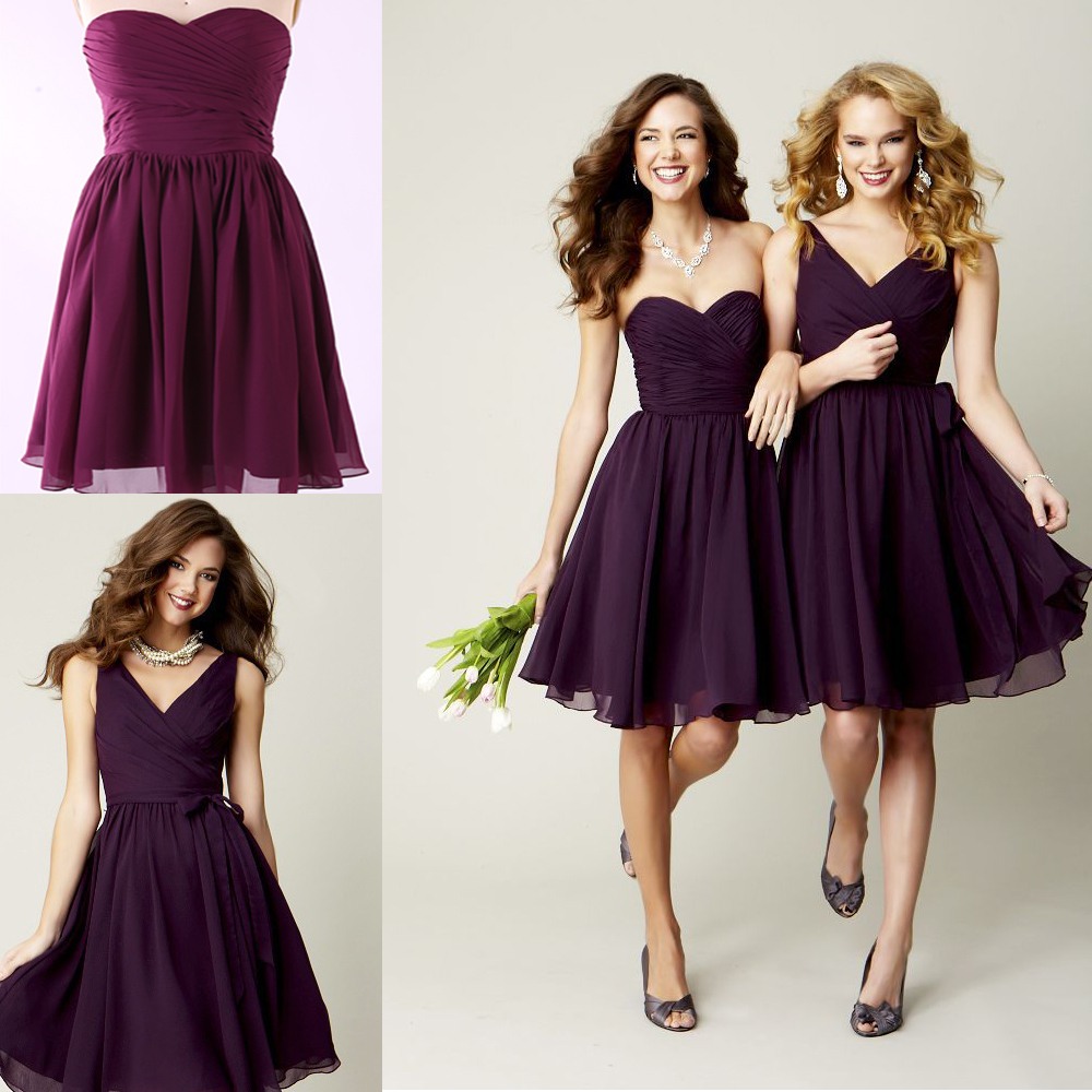Wedding Bridesmaids Dresses Under 100 popular bridesmaid dresses under 100 buy cheap vestidos de novia 2015 sweetheart dark purple v neck a line chiffon
