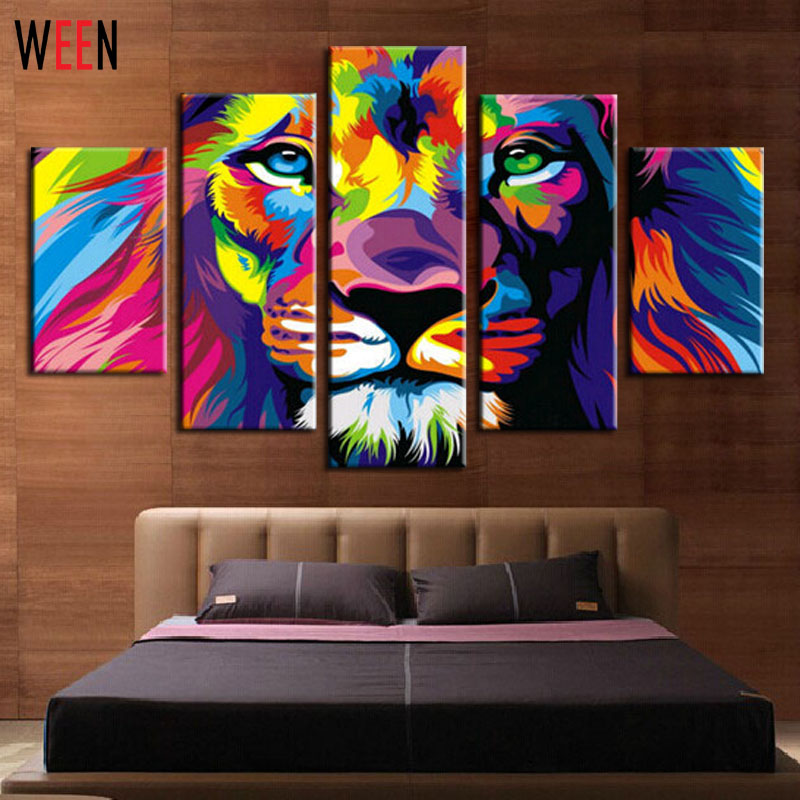 DIY Framed Lion King Animal Abstract Print Canvas Painting Wall Art Picture For Living Room Decoration Artwork