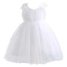 2016 New Spring Flower Girl Princess Dress Kid Party Pageant Wedding Bridesmaid Tutu BALL Bow White