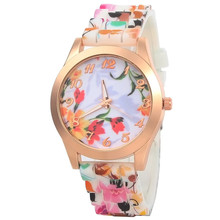 Flores 4 colores ginebra Casual Watch Women Watch silicona Ladies relojes del cuarzo
